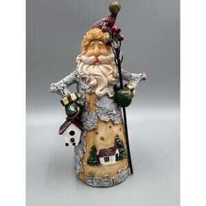 Darice Resin Santa W/ Painted Scene Figurine Rustic Look 8” Tall
